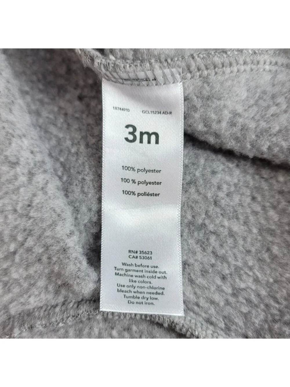 Carter's Just One You Fleece Lined One Piece Gray 3M Snaps Long Sleeve Sweater
